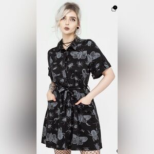 Disturbia Parasite Bugs Short Sleeve Mini Shirt Dress